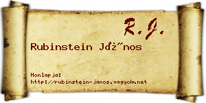 Rubinstein János névjegykártya